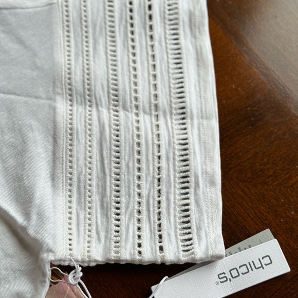 NWT Chico’s Women’s Linen Cut Out Sleeve Tee - Picture 10 of 10